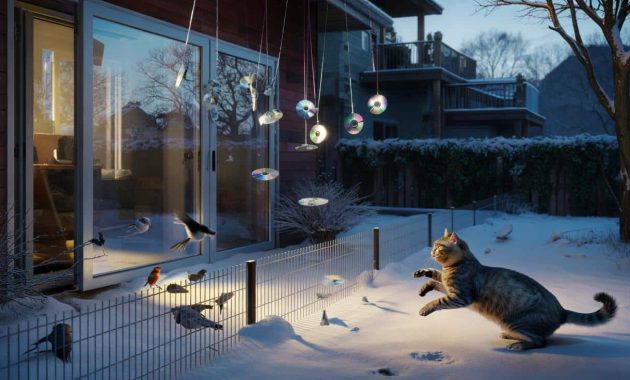 A small winter trick to divide neighbors: how hanging mirrors in your garden can save birds while driving cat owners crazy